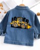 【2Y-10Y】Boys Letter And Front Loader Print Blue Denim Jacket