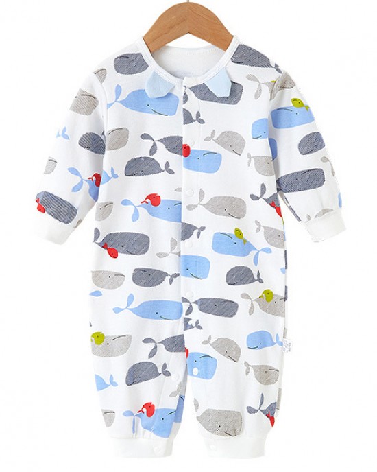 【6M-24M】Baby Cute Cartoon Print Long-sleeved Romper