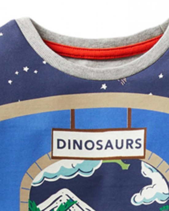 【18M-7Y】Boys Dinosaur Luminous Pattern Print Long Sleeve T-shirt - 4114