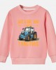 【12M-9Y】Girl Casual Letters And Tractor Print Cotton Stain Resistant Long Sleeve Sweatshirt