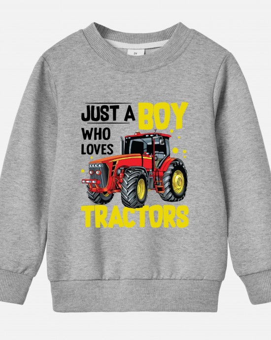 【12M-9Y】Boys Tractor And Letters Print Cotton Stain Resistant Long Sleeve Sweatshirt