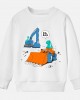 【12M-9Y】Boys Excavator And Dinosaur Print Cotton Stain Resistant Long Sleeve Sweatshirt