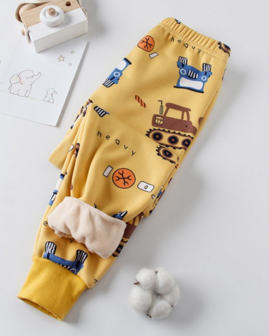 【18M-13Y】Kids Casual Cartoon Print Fleece Pants