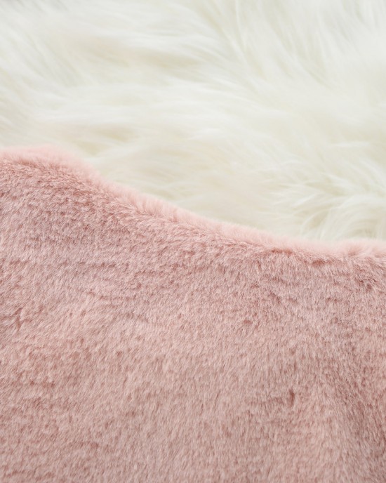 【12M-4Y】Girls Sweet Bow And Pearl Faux Fur Coat