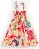 【2Y-13Y】2-piece Girls Fashion Flower And Butterfly Print Slip Bohomia Dress With Necklace - 33323