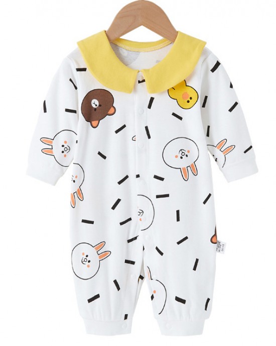 【6M-24M】Baby Cute Cartoon Print Long-sleeved Romper