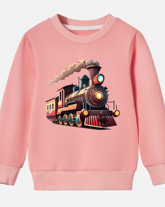 【12M-9Y】Boy Train Print Cotton Stain Resistant Long Sleeve Sweatshirt