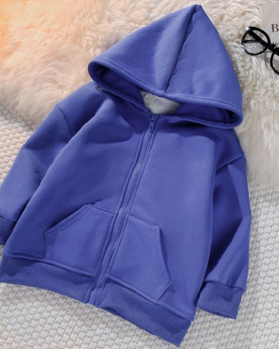 【18M-12Y】Kids Casual Thickened Fleece Hooded Sweatshirt