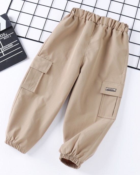 【12M-10Y】Boys Casual Solid Color Pocket Pants