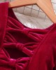 【18M-6Y】Girls Sweetheart Back Bow Red Velvet Dress