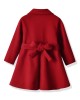 【18M-6Y】Girls Elegant Bow Belt Red Tweed Coat