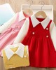 【18M-6Y】Girls Fashionable Fake Two Piece Lapel Sweater Dress