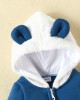 【0M-18M】Baby Adorable Moon And Cloud Embroidered Blue Hooded Romper - 8012