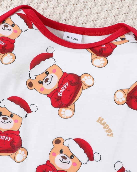 【0M-18M】Unisex Baby Cute Christmas Print Long Sleeve Romper