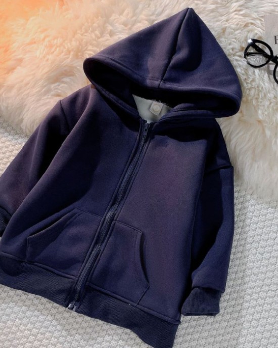 【18M-12Y】Kids Casual Thickened Fleece Hooded Sweatshirt