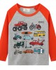 【18M-7Y】Boys Excavators And Cars And Transportation And Construction Vehicles Printed Round Neck Long Sleeve T-shirt