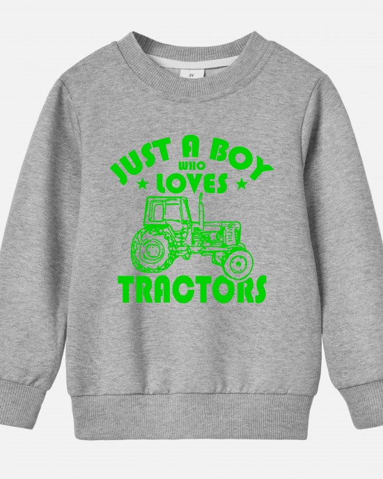 【12M-9Y】Boy Letter And Tractor Print Cotton Stain Resistant Long Sleeve Sweatshirt