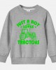 【12M-9Y】Boy Letter And Tractor Print Cotton Stain Resistant Long Sleeve Sweatshirt