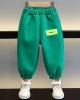 【12M-8Y】2-piece Boys Casual Scarf Bear Embroidered Hooded Sweatshirt And Pants Set