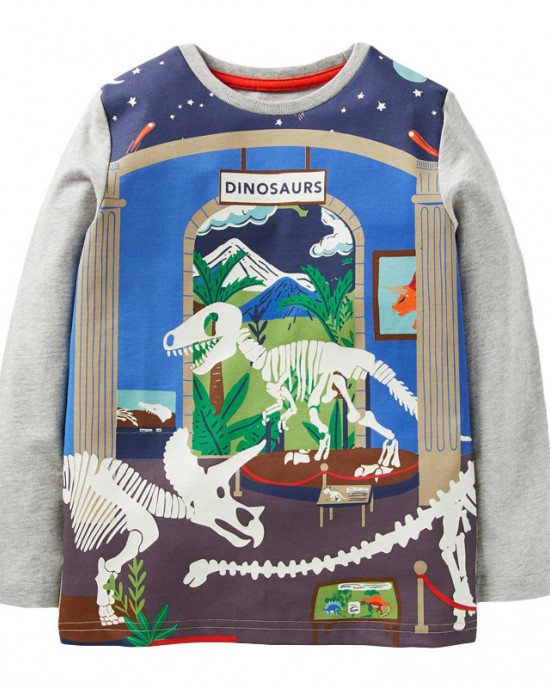 【18M-7Y】Boys Dinosaur Luminous Pattern Print Long Sleeve T-shirt - 4114