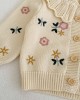 【12M-6Y】Girls Cute Floral Embroidered Lapel Sweater Cardigan (Hat Not Included)