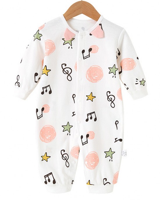 【6M-24M】Baby Cute Cartoon Print Long-sleeved Romper