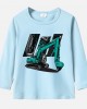 【12M-9Y】Boys Excavator Print Cotton Stain Resistant Long Sleeve T-shirt