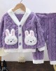 【12M-6Y】2-piece Girls Cute Bunny Pocket Coral Velvet Pajama Set