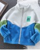 【18M-10Y】Boys Casual Cartoon Bear Embroidered Colorblock Patchwork Fleece Jacket