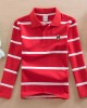 【18M-13Y】Boys Casual Striped Cotton Fabric Long Sleeve Polo Shirt