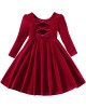 【18M-6Y】Girls Sweetheart Back Bow Red Velvet Dress