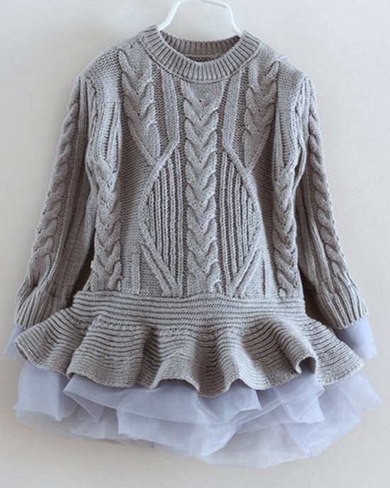 【2Y-8Y】Girl Sweet Long Sleeve Sweater - 33250