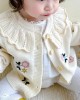 【12M-6Y】Girls Cute Floral Embroidered Lapel Sweater Cardigan (Hat Not Included)