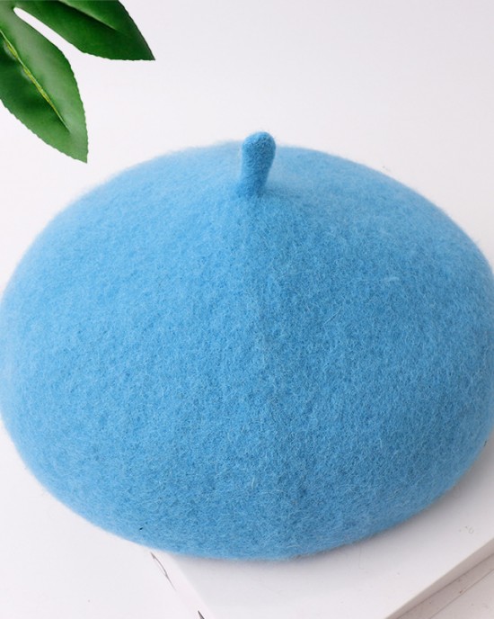 【2Y-8Y】Girls Fashion Solid Color Wool Beret Hat