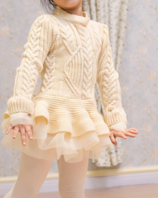 【2Y-8Y】Girl Sweet Long Sleeve Sweater - 33250