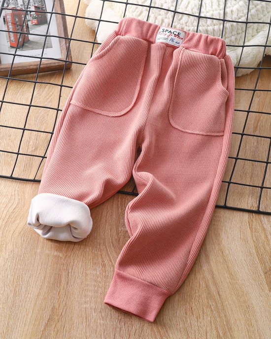 【12M-8Y】Kids Casual Pocket Design Solid Color Pants