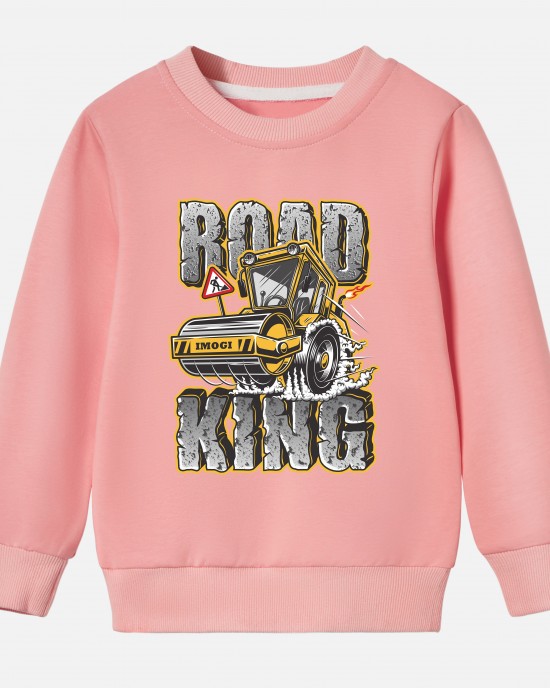 【12M-9Y】Boy Road Roller Print Cotton Stain Resistant Long Sleeve Sweatshirt