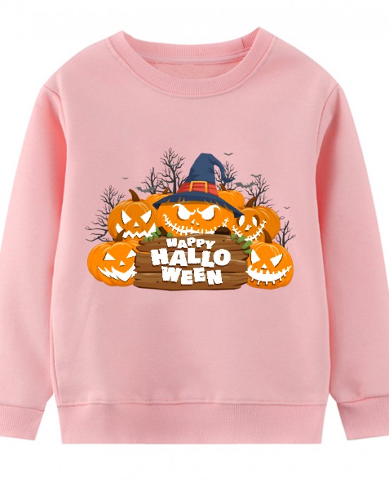 【2Y-9Y】Kids Luminous Halloween Pumpkin Print Round Neck Long Sleeve Sweatshirt