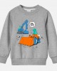 【12M-9Y】Boys Excavator And Dinosaur Print Cotton Stain Resistant Long Sleeve Sweatshirt