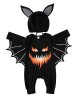 【6M-3Y】2-piece Baby Halloween Print Black Bat Romper With Hat