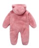 【0M-12M】Unisex Baby Thickened Fleece Hooded Bodysuit Coral Fleece Romper