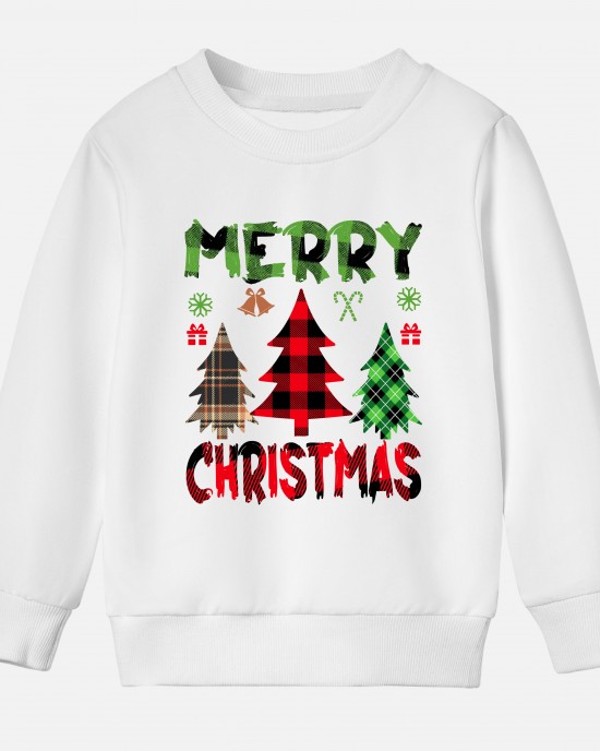 【12M-9Y】Kids Christmas Letter Print Cotton Stain Resistant Long Sleeve Sweatshirt