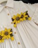 【18M-8Y】Girls Sunflower And Ruffle Design White Shirt Dress