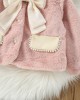 【12M-4Y】Girls Sweet Bow And Pearl Faux Fur Coat