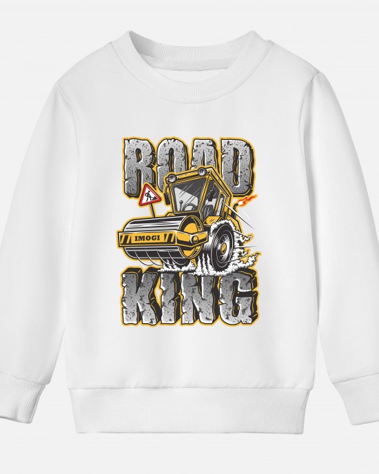 【12M-9Y】Boy Road Roller Print Cotton Stain Resistant Long Sleeve Sweatshirt