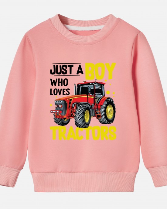 【12M-9Y】Boys Tractor And Letters Print Cotton Stain Resistant Long Sleeve Sweatshirt