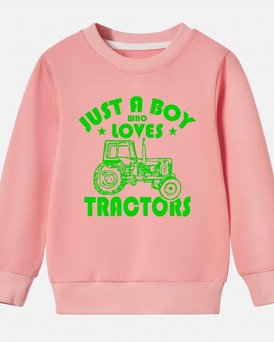 【12M-9Y】Boy Letter And Tractor Print Cotton Stain Resistant Long Sleeve Sweatshirt