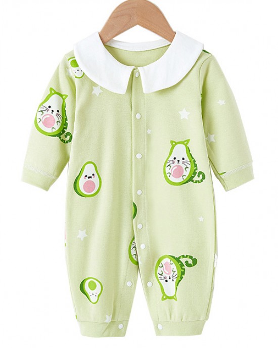 【6M-24M】Baby Cute Cartoon Print Long-sleeved Romper