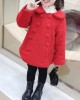 【12M-5Y】Girls Fashionable Solid Color Double-Breasted Tweed Jacket