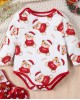 【0M-18M】Unisex Baby Cute Christmas Print Long Sleeve Romper